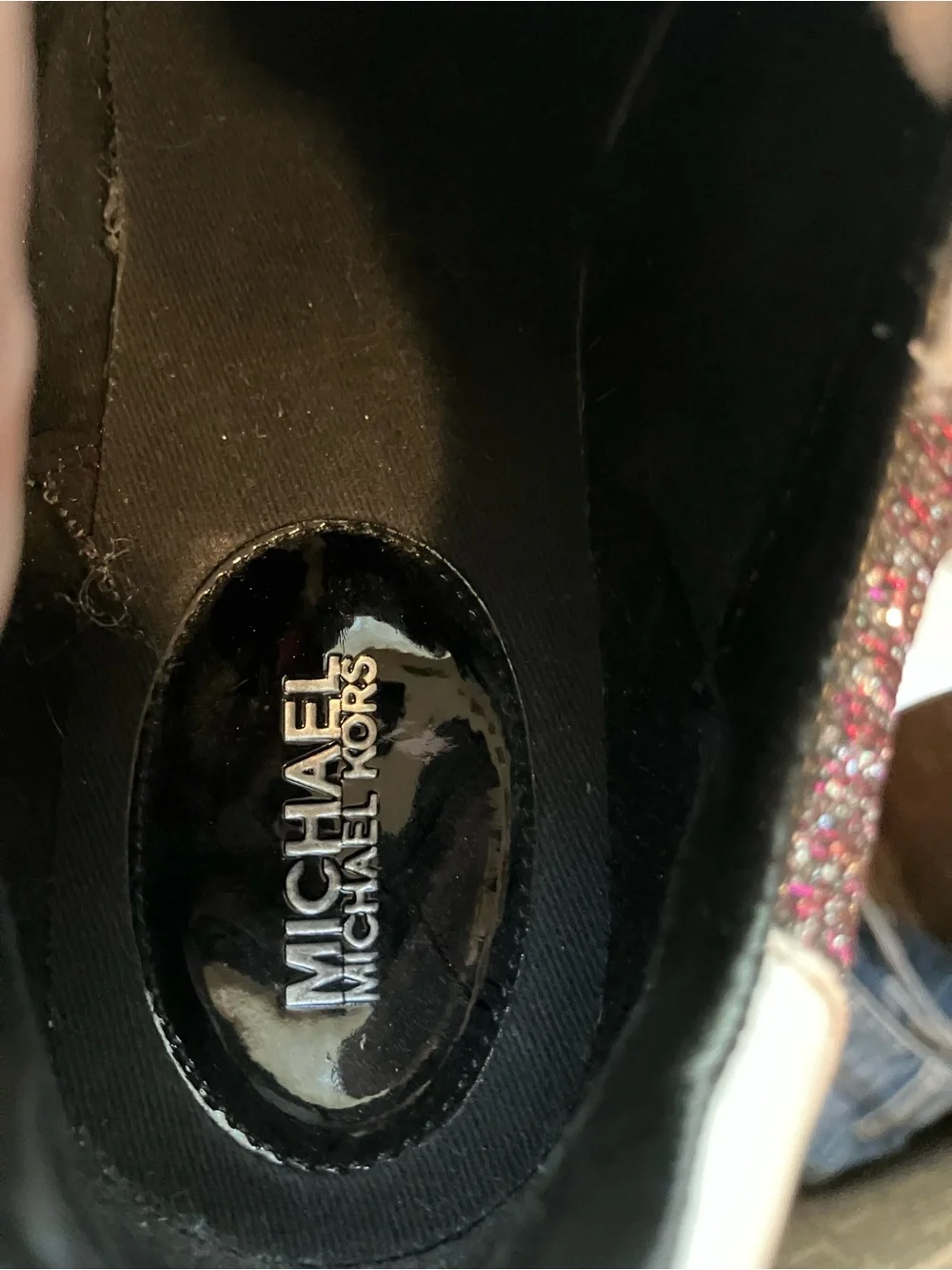 Michael Kors Burgundy Glitter Lace-Up Sneakers with White Trim